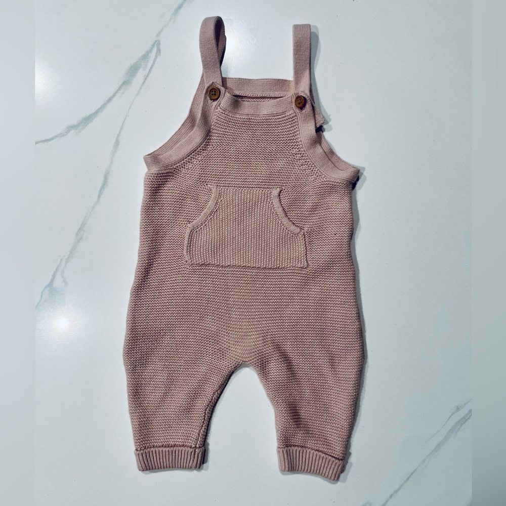 Organic Soft Pink Knit Overalls